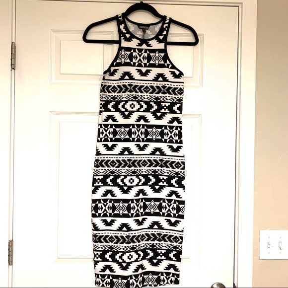Express Geometric Racerback Midi Bodycon Dress - Picture 2 of 6